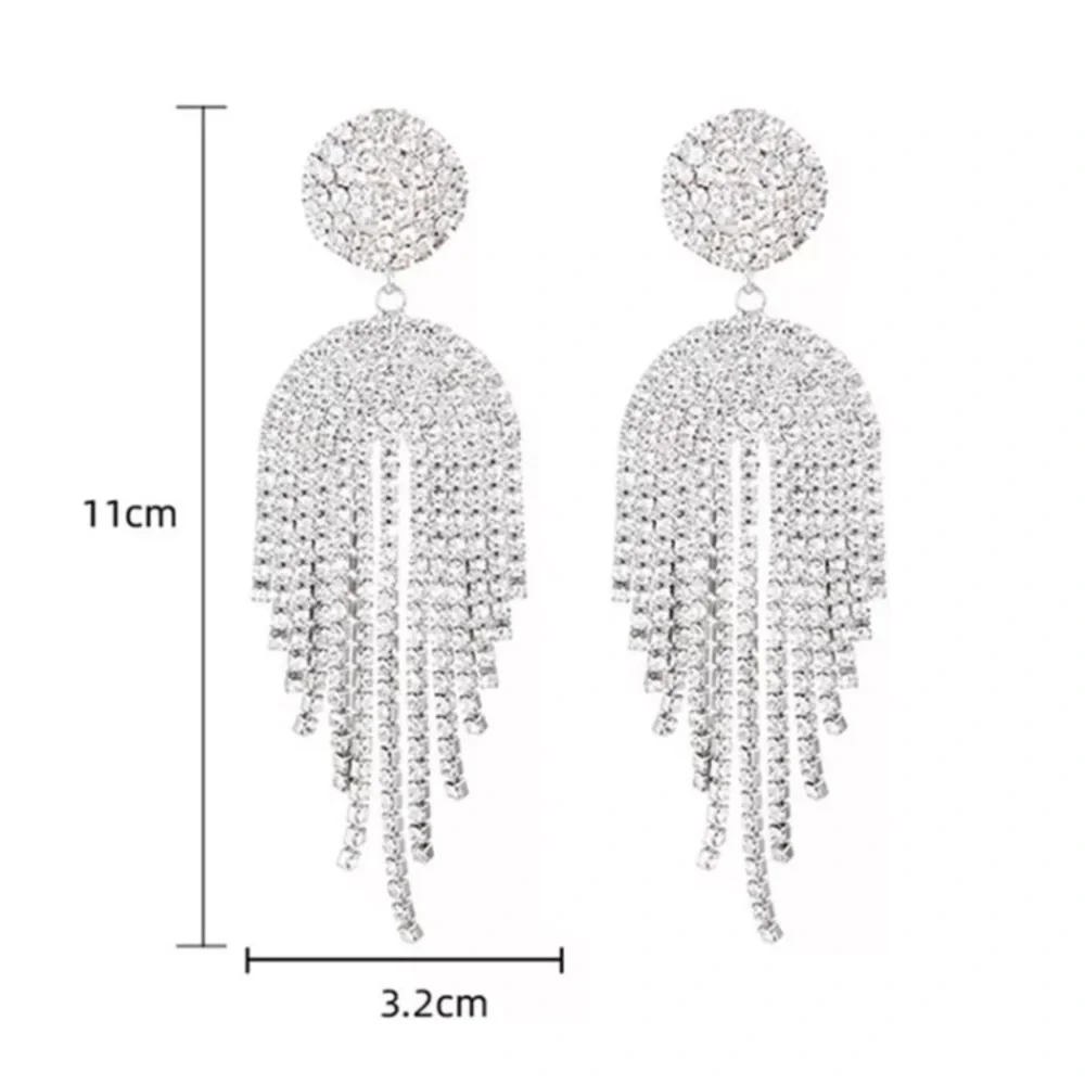 🌟 Luxury Rhinestone Big Long Earrings